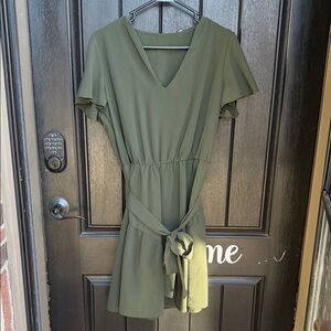 Chic Olive Midi Dress with Belt